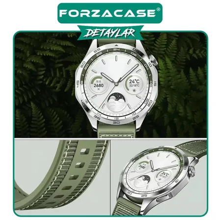 Forzacase Xiaomi Watch S5 46mm ile uyumlu Dikişli Kumaş Görünüm Silikon Kordon Kayış - FC910