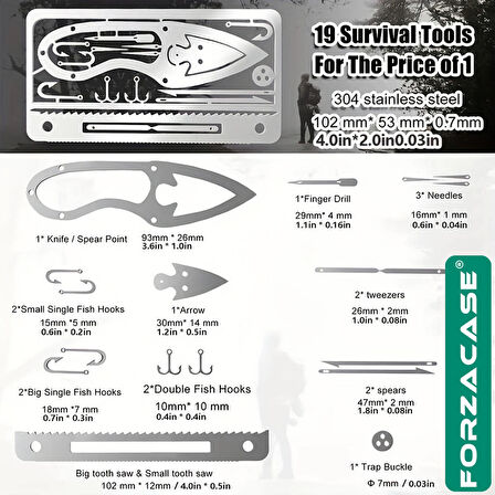 Forzacase Balıkçı Çengelleri Hayatta Kalma Kamp Aracı Çok Fonksiyonlu Balıkçı Kiti Siyah - FC917
