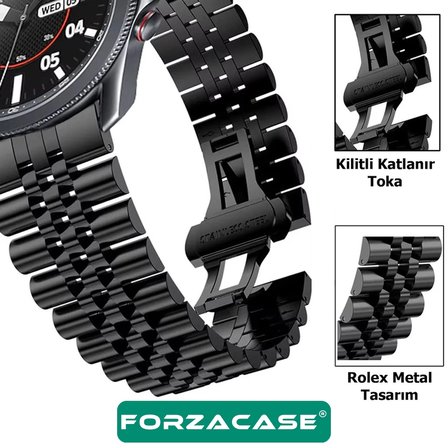 Forzacase Honor Watch 6 46mm ile uyumlu Rolex Tasarım Metal Kordon Kayış - FC925