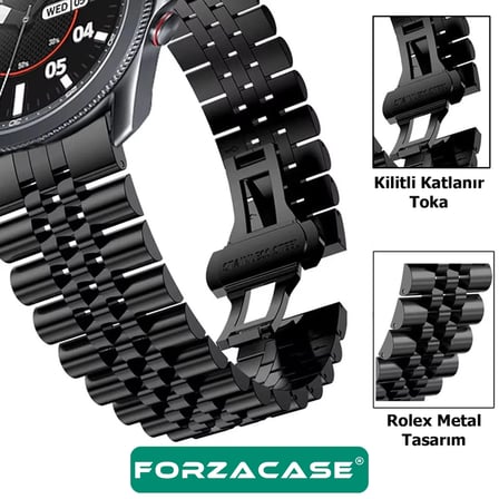 Forzacase Honor Watch GS 3 ile uyumlu Rolex Tasarım Metal Kordon Kayış - FC925