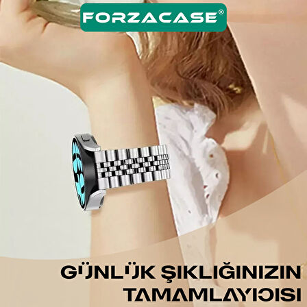 Forzacase Samsung Galaxy Watch Active 2 40 mm ile uyumlu Rolex Tasarım Metal Kordon Kayış - FC926