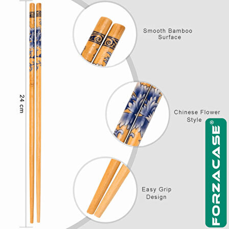 Forzacase Çok Kullanımlık Bambu Çin Çubuğu Chopsticks 24 cm 4 Adet - FC928