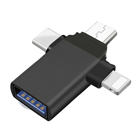 Forzacase Micro USB Type-C Lightning to 4in1 OTG USB Çevirci Kamera Flash Bellek Adaptör - FC930
