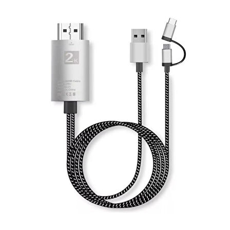 Forzacase 1080p 60 hz Görüntü Aktarıcı Kablo Type-C Micro USB to HDMI Dönüştürücü - FC975