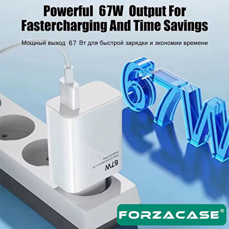 Forzacase iPhone 15 - 16 Serisi ile uyumlu Hızlı Şarj Destekli 67W Type-C USB Şarj Cihazı Seti FC996