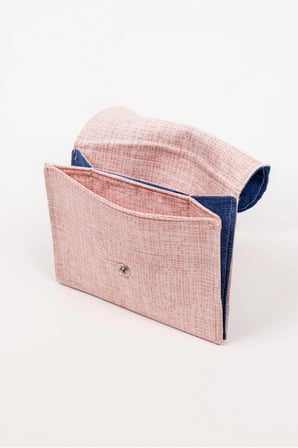 Kadın Cüzdanı Denim Kumaş Çiçek Nakışlı Çift Bölmeli 13x11 cm