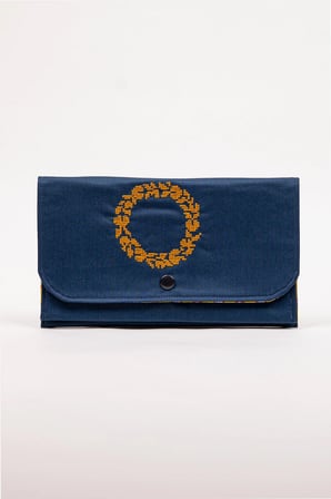 Kadın Cüzdan Nakışlı Kumaş Çıtçıtlı İki Bölmeli 22x13 cm