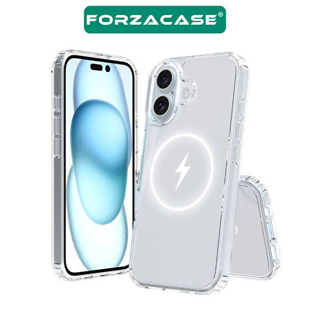 Forzacase iPhone 16 Plus ile uyumlu ClearMag Serisi Magsafe Şarj Özellikli Şeffaf Sert PC Kılıf