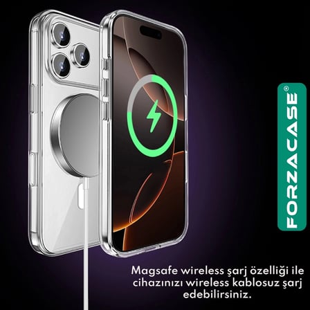 Forzacase Magic 8 Pro ile uyumlu ClearMag Serisi Magsafe Özellikli Kristal Şeffaf Sert Kılıf