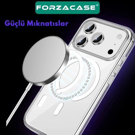 Forzacase Poco X8 Pro ile uyumlu ClearMag Serisi Magsafe Özellikli Kristal Şeffaf Sert Kılıf