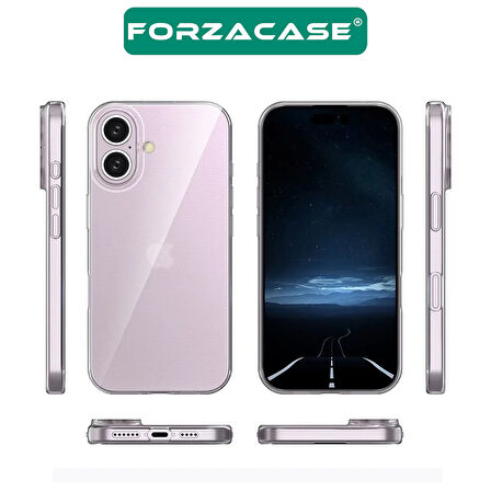 Forzacase iPhone 16 ile uyumlu Clean Serisi İnce Tasarım Sert Plastik Şeffaf Kılıf