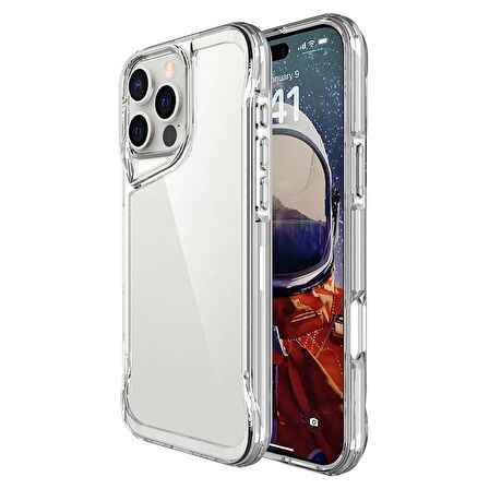 Forzacase iPhone 16 Pro ile uyumlu Gladia Serisi Kamera Köşe Korumalı Sert Plastik Şeffaf Kılıf