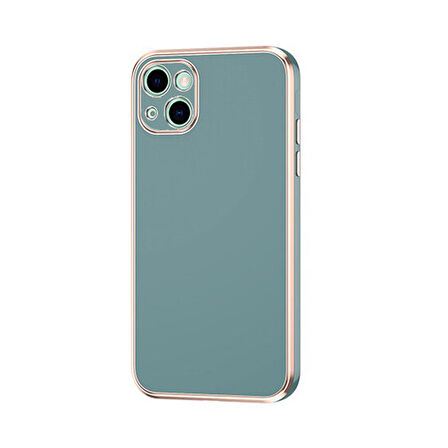 Forzacase iPhone 13 uyumlu Luxury Serisi Altın Çerçeveli Silikon Kılıf