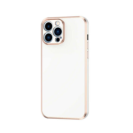 Forzacase iPhone 13 Pro uyumlu Luxury Serisi Altın Çerçeveli Silikon Kılıf