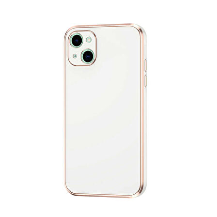 Forzacase iPhone 14 uyumlu Luxury Serisi Altın Çerçeveli Silikon Kılıf