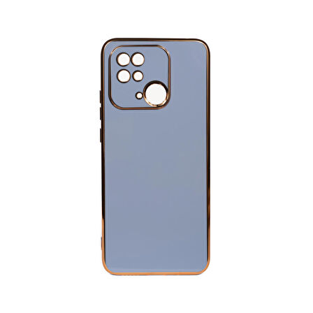 Forzacase Xiaomi Redmi 10C uyumlu Luxury Serisi Altın Çerçeveli Silikon Kılıf