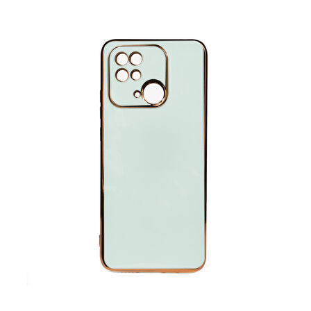Forzacase Xiaomi Redmi 10C uyumlu Luxury Serisi Altın Çerçeveli Silikon Kılıf