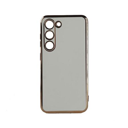 Forzacase Samsung Galaxy S23 Plus uyumlu Luxury Serisi Altın Çerçeveli Silikon Kılıf