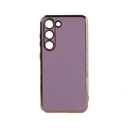Forzacase Samsung Galaxy S23 Plus uyumlu Luxury Serisi Altın Çerçeveli Silikon Kılıf