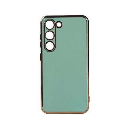 Forzacase Samsung Galaxy S23 Plus uyumlu Luxury Serisi Altın Çerçeveli Silikon Kılıf