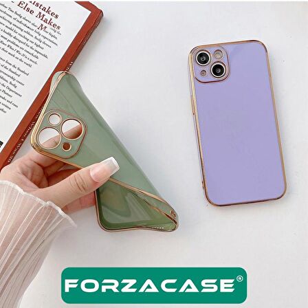 Forzacase Samsung Galaxy S23 uyumlu Luxury Serisi Altın Çerçeveli Silikon Kılıf