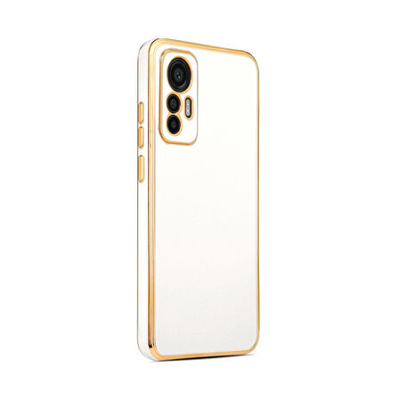 Forzacase Xiaomi Mi 12 Lite uyumlu Luxury Serisi Altın Çerçeveli Silikon Kılıf