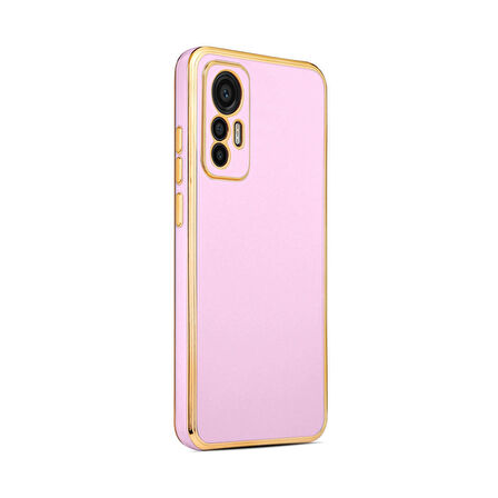 Forzacase Xiaomi Mi 12 Lite uyumlu Luxury Serisi Altın Çerçeveli Silikon Kılıf