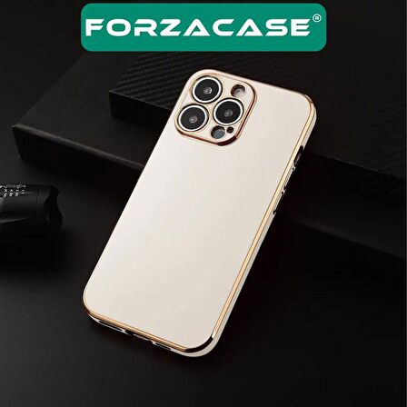Forzacase iPhone 12 uyumlu Luxury Serisi Altın Çerçeveli Silikon Kılıf