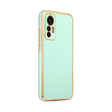 Forzacase Xiaomi Mi 12 Lite uyumlu Luxury Serisi Altın Çerçeveli Silikon Kılıf