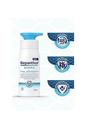 Derma Temel Nemlendirici Vücut Losyonu, 400 Ml, Kuru&hassas Ciltler