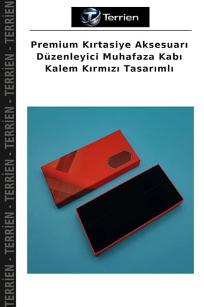 Premium Kırtasiye Aksesuarı Düzenleyici Muhafaza Kabı Kalem Kırmızı Tasarımlı
