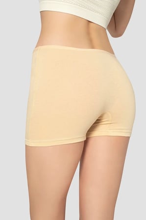 Özel Seri Modern Yeni Sade 3'lü Paket Kadın Ten Boxer Şort Pamuklu Likralı