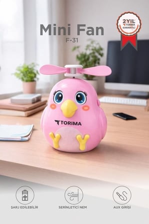 Özel Üretim Hediye Dış Mekan Eğlenceli Şarjlı El Vantilatörü F31 Pembe