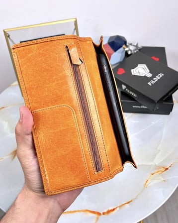 Cüzdan – Taba Hakiki Deri, Telefon Bölmeli ve Kartlıklı | 2027