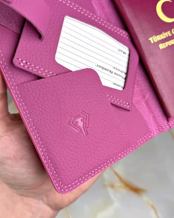 Pasaport Kabı ve Valiz Etiketi Hakiki Deri 2038 – Pembe