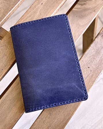 Defter Kılıfı – Lacivert Renk Hakiki Deri, Kapaklı Model | 2051