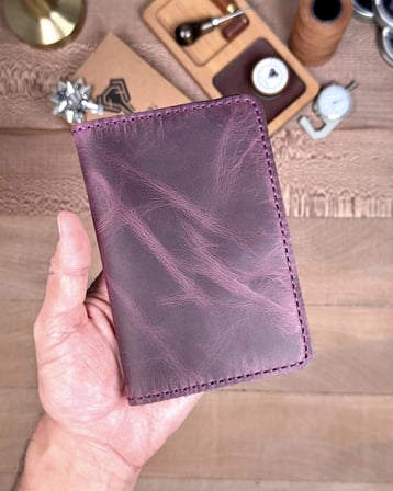 Defter Kılıfı – Mürdüm Renk Hakiki Deri, Kapaklı Model | 2051