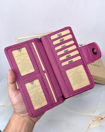 Büyük Cüzdan – Hakiki Deri, Lila Guti ve Telefon Bölmeli | 2069