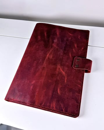 Deri Organizer – Laptop Bölmeli El Dikişi Bordo Hakiki Deri | 2075