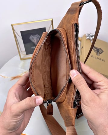 Hakiki Deri Çapraz Çanta – Fındık Crossbody Model | 2085