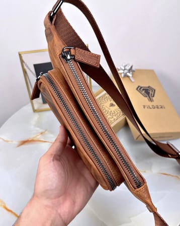 Hakiki Deri Çapraz Çanta – Fındık Crossbody Model | 2085