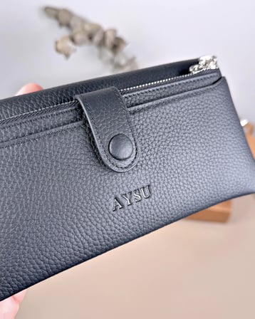 Telefon Bölmeli Cüzdan – Hakiki Deri, Kartlıklı, Siyah | 2134