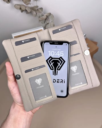 Telefon Bölmeli Cüzdan – Hakiki Deri, Kartlıklı, Vizon | 2134