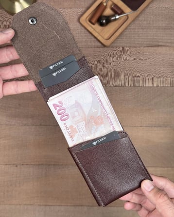 Hakiki Deri Pratik Cüzdan – Hızlı Erişimli – Acı Kahve | 2142