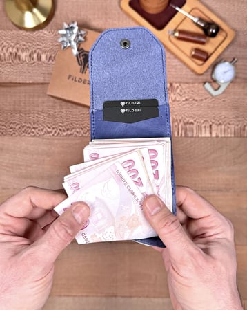 Hakiki Deri Pratik Cüzdan – Hızlı Erişimli – Lacivert | 2142