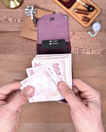 Hakiki Deri Pratik Cüzdan – Hızlı Erişimli – Mor | 2142