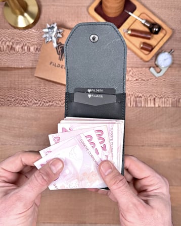 Hakiki Deri Pratik Cüzdan – Hızlı Erişimli – Siyah | 2142