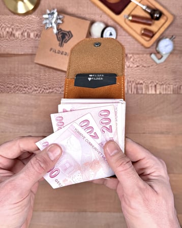 Hakiki Deri Pratik Cüzdan – Hızlı Erişimli – Taba | 2142