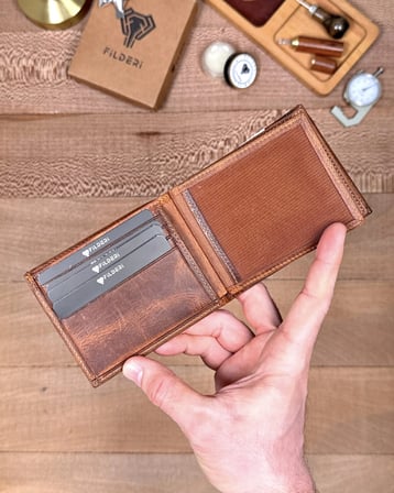 Erkek Cüzdan Kelebek Model – Hakiki Deri Fındık | 2145