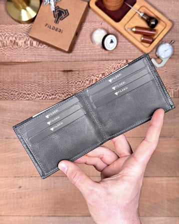 Erkek Cüzdan Kelebek Model – Hakiki Deri Gri | 2145